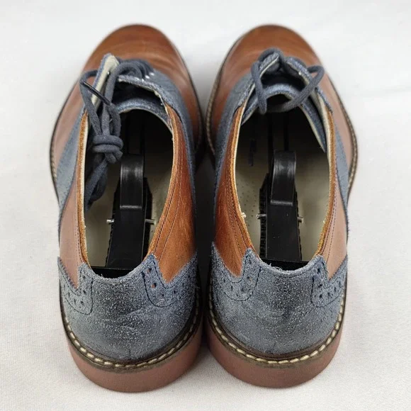 Cole Haan NikeAir Air Sole Saddle Brown Blue Leather Oxford Dress Shoes Sz 9 M - Picture 3 of 10